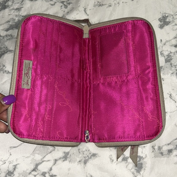 Vera Bradley Pink and Tan Paisley Wallet with Zipper Closure - Picture 4 of 4